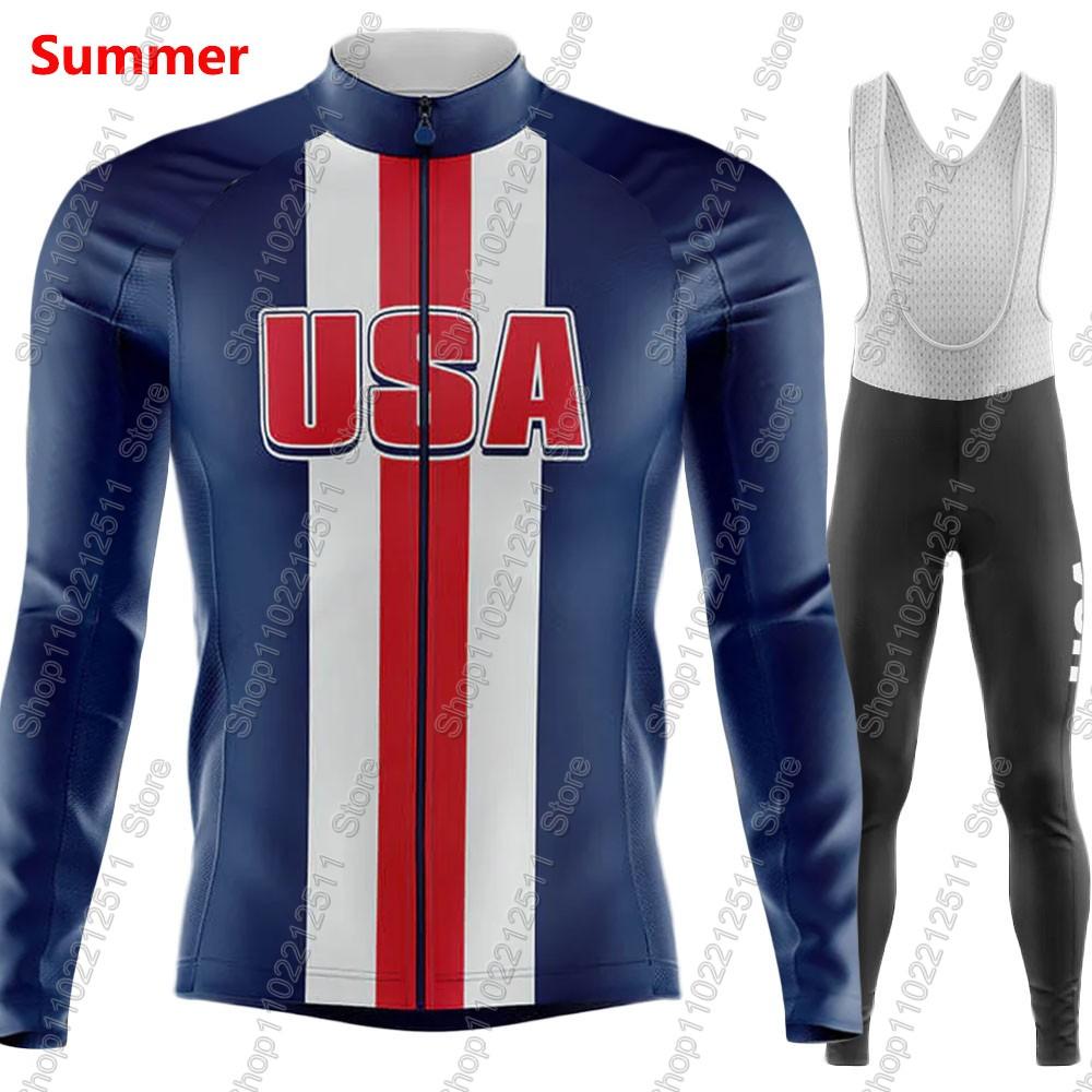National Team Cycling Jersey Set Summer Winter Clothing Suit Mens Long Sleeve MTB Bike Road Pants Bib Ropa Maillot