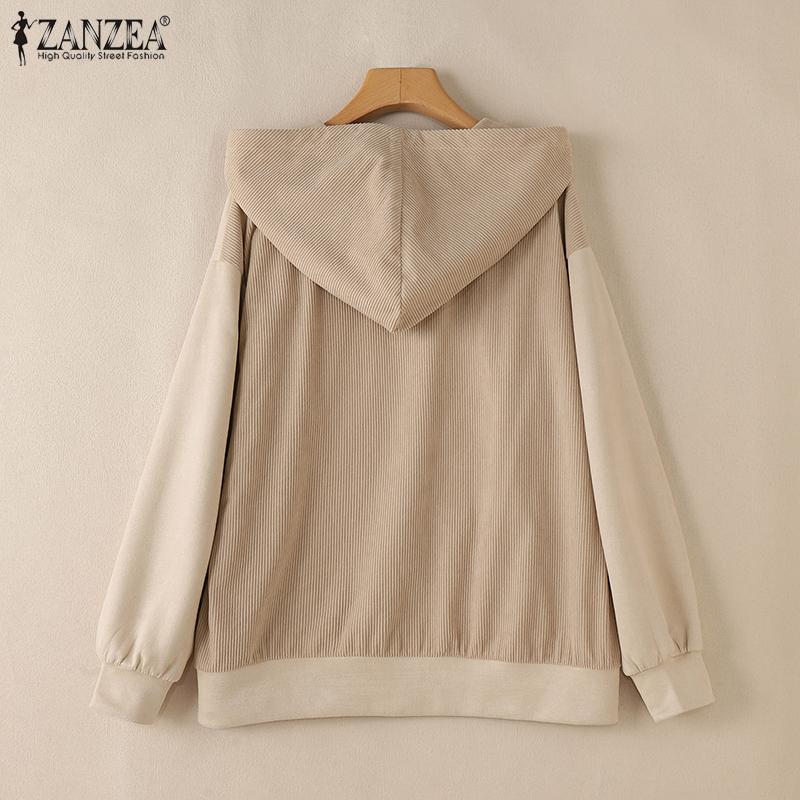 ZANZEA Women Casual Long Sleeve Patchwork Pullover Hoodies