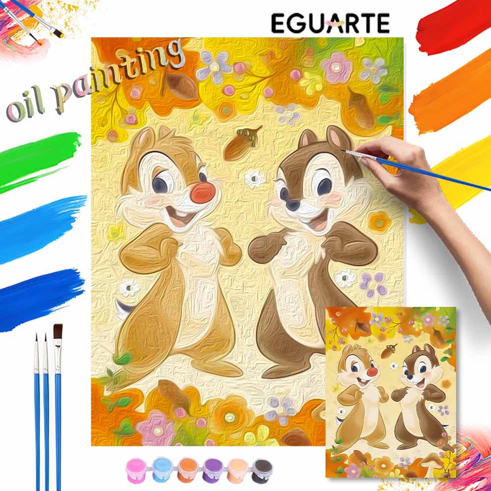 Disney animation digital oil painting Chip n Dale diy handpainted coloring painting home decoration wall art gift for room decor art