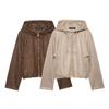 Женская hooded bomber jacket из искусственной замши в европейском и американском стиле