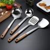 1/5Pcs Set Kitchen Cooking Tool Thickened Stainless Steel Stir-fry Spoon Frying Spatula Soup Spoon Spatula Strainer Home Tools