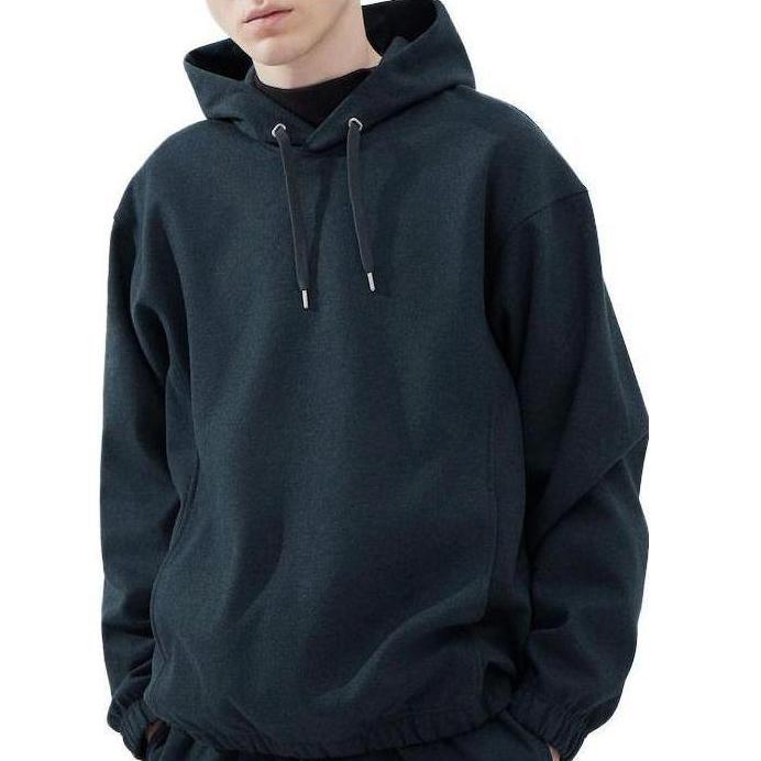 Uniqlo FW23 Серия U Однотонный Вязаный Худи с Длинным Рукавом Мужской свитшот Сине-Зеленый 461550-67