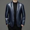 Новые осенние и зимние повседневные мужские кожаные костюмы и кожаные куртки, высококлассный темперамент, деловые ветрозащитные, теплые и красивые кожаные куртки