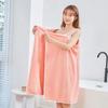 Bathrobe Adult Women Breast Wrap Wearable Bath Towel Coral Velvet Bath Skirt Towels Bathroom Soft Absorbent Thickened Edge