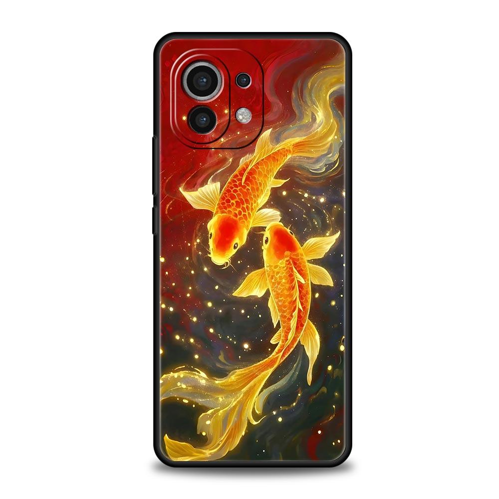 Чехол-бампер для телефона с плавающей золотой рыбкой для Xiaomi Mi 17 Pro Max 15 14 13 12 11 Ultra 15T 14T 13T 12T 11T Pro Lite Мягкий TPU Чехол-сумка