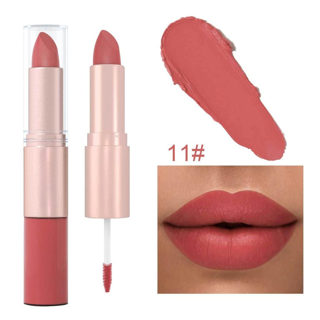 12-color Matte Velvet Lip Gloss Waterproof and Long-lasting Liquid Lipstick Non-stick To Cups Lip Color Pigment Cosmetic Lipstick and Lip Gloss In One