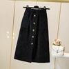 Осень-зима, толстая юбка средней длины с разрезом, женская юбка трапециевидной формы из синели с высокой талией, длинная юбка больших размеров с карманами