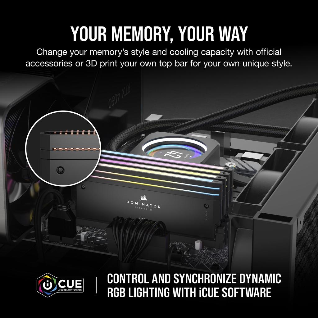 Corsair Память для настольного ПК DOMINATOR TITANIUM Серия DDR5 Комплект памяти Intel XMP 96 ГБ Черный x CL32 CMP96GX5M2B6600C32 DDR5-6600 МГц (ПК5-52800) [48ГБ 2]