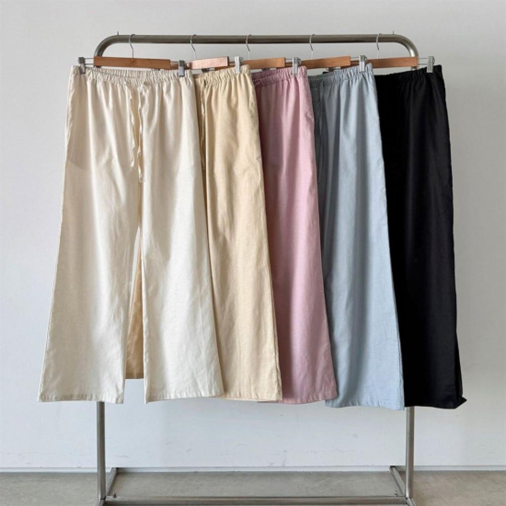 New Arrivals Open Run Women Linen Low Rise Wide Pants Pastel Colors