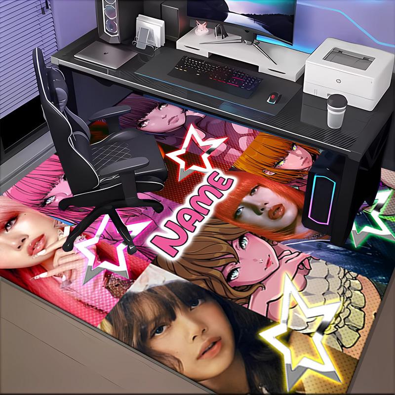 Custom Name Pink Kpop Fashion Rug for Living Room, Game Rooms, Office, Bedroom, Floor Mat Playful Design, fan gifts Christmas decor
