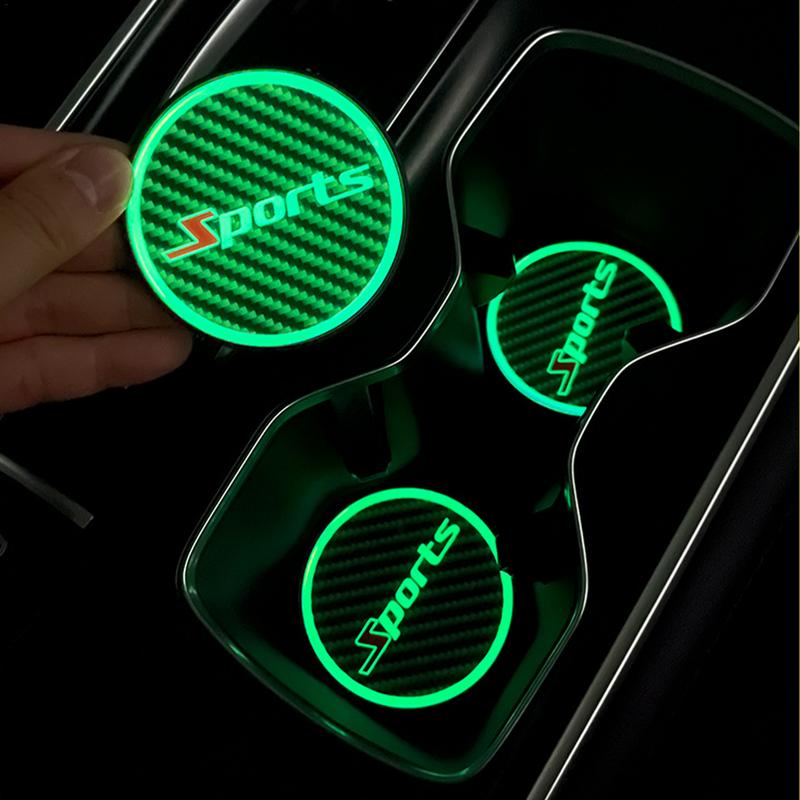 Ночные светящиеся подставки для подставок для салона автомобиля противоскользящий коврик ночник автомобильный коврик для стакана отделение для стакана с водой украшения для автомобиля аксессуары
