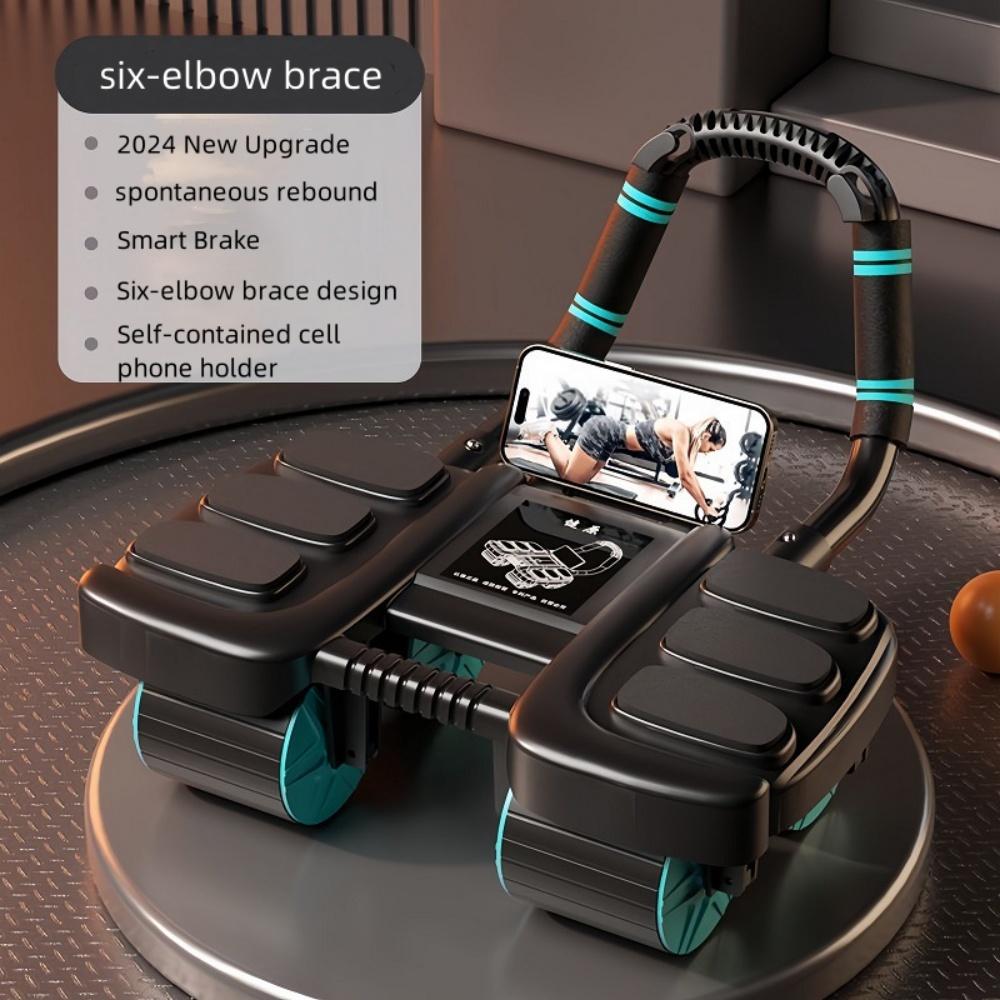 Колесо для пресса, роликовый тренажер, конструкция из шести колес, слайдер, колесо для тренировки пресса, автоматический отскок, противоскользящее оборудование для домашнего спортзала