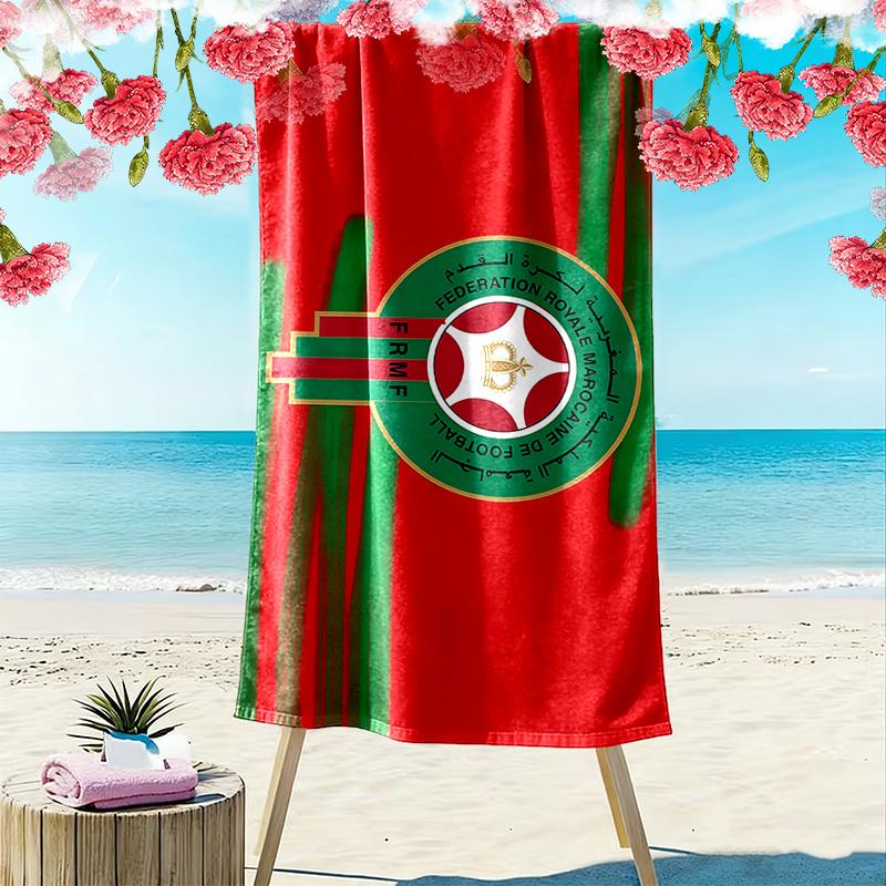 Morocco National Football Team Print Beach Towel, Large Soft Quick Dry Towel for Beach Camping Swimming