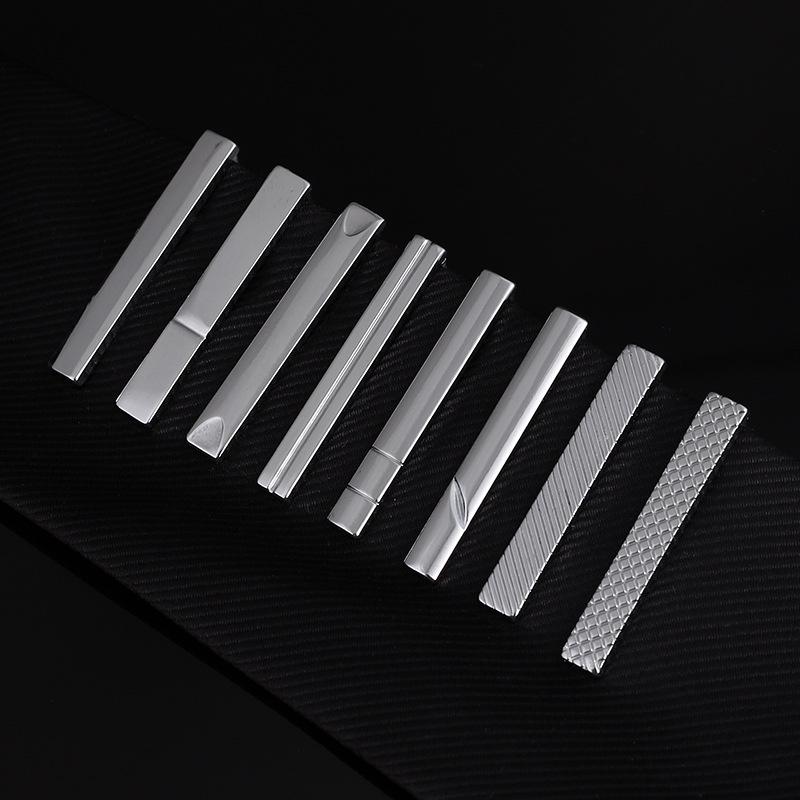 Корейский мужской серебряный формальный зажим для галстука - простой дизайн линии 4 см, идеальный подарок на праздник