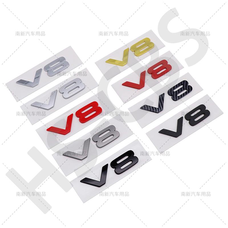 3D ABS Car Engine Displacement Logo V8 Letter Embelm Rear Trunk Badge Auto Tailgate Stickers