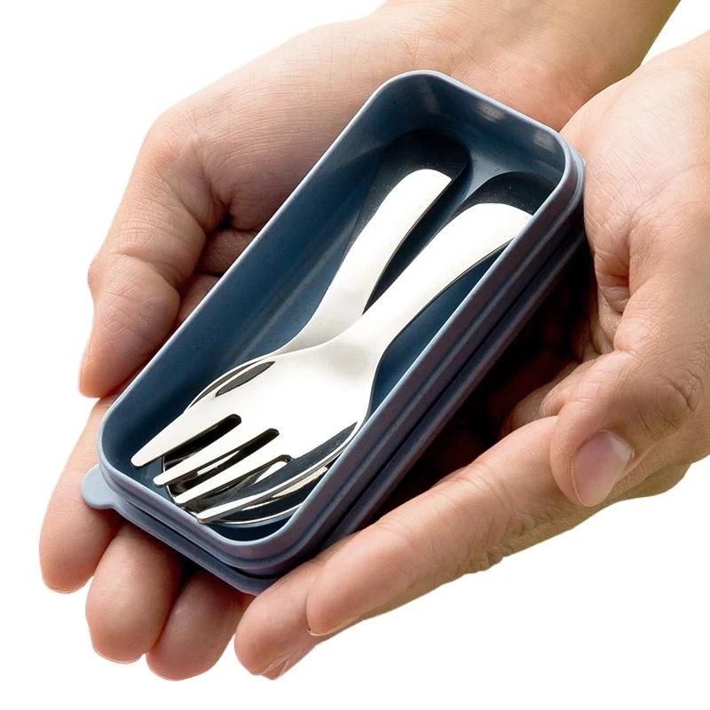 Набор ложка вилка из нержавеющей стали портативный детский ложка для риса десертная ложка вилка для фруктов вилка ложка с короткой ручкой мини столовые приборы