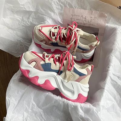 Модные весенне-осенние новые женские роскошные кроссовки на толстой подошве, увеличивающие рост, беговые кроссовки для молодежи, модная универсальная повседневная обувь