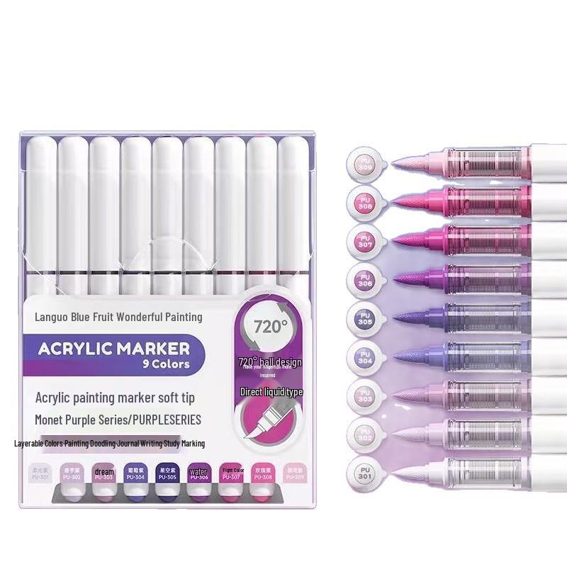 Набор штабелируемых синих жидких акриловых маркеров с мягким наконечником для школьных граффити и акварельной живописи