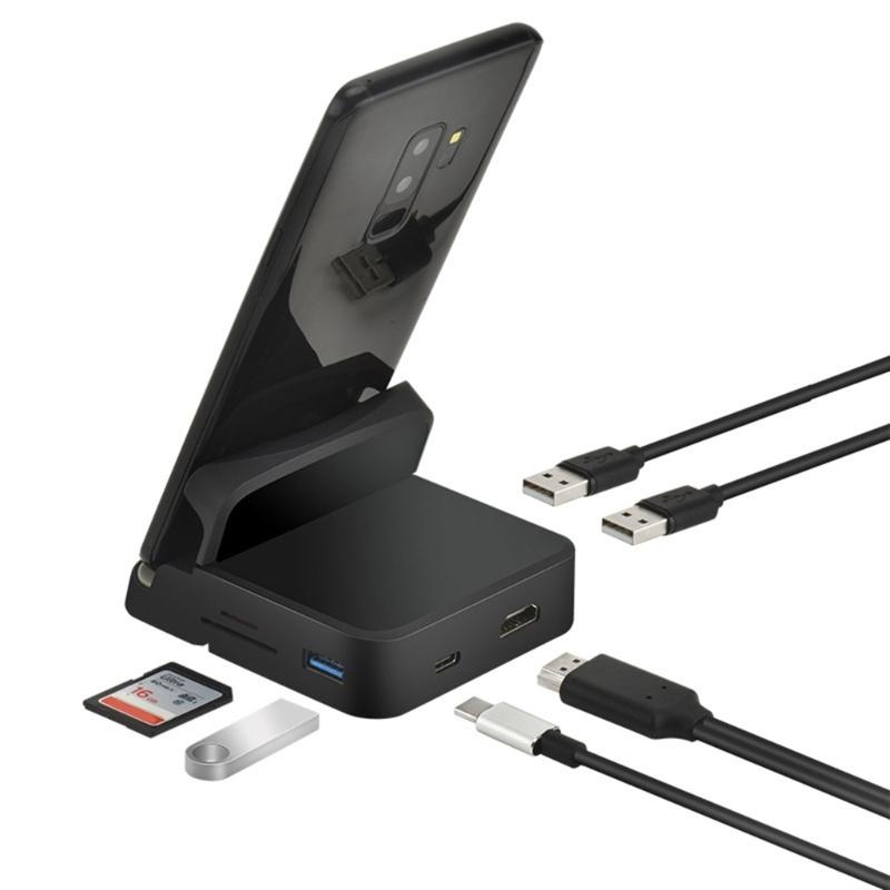 Универсальный USB-C хаб, док-станция USB-C с функцией подставки для телефона для высокоскоростной передачи данных и эффективности зарядки