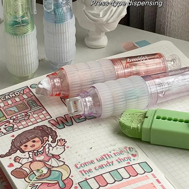 Креативный дизайн Стираемая двухсторонняя клейкая лента Ручка Стиль Простота Однотонная цветная точечная клейкая лента Стираемая декоративная лента для скрапбукинга Журнал
