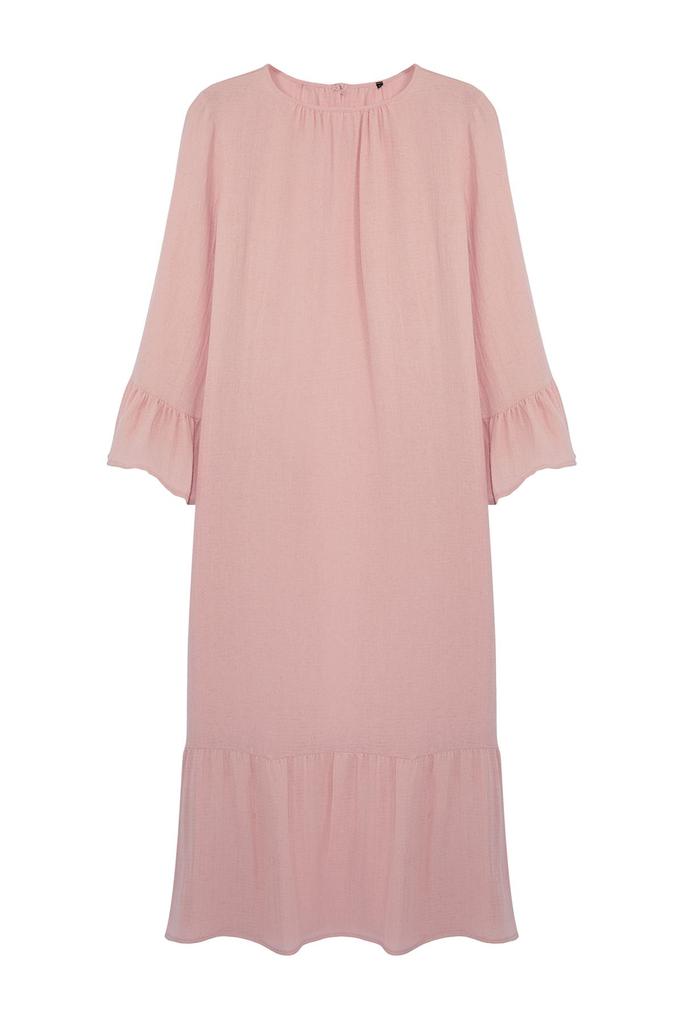 Women's Style Hijab Dress Mint Skirt Ruffled Seersucker Dress