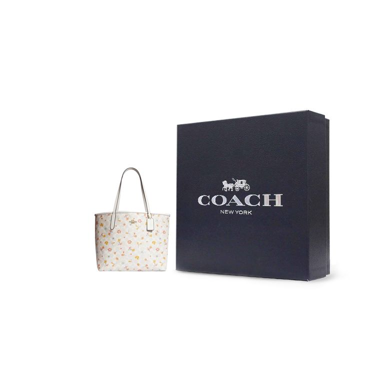 Coach City 33 Floral Print Tote Bag Women tote bags White C8614-IMCAH