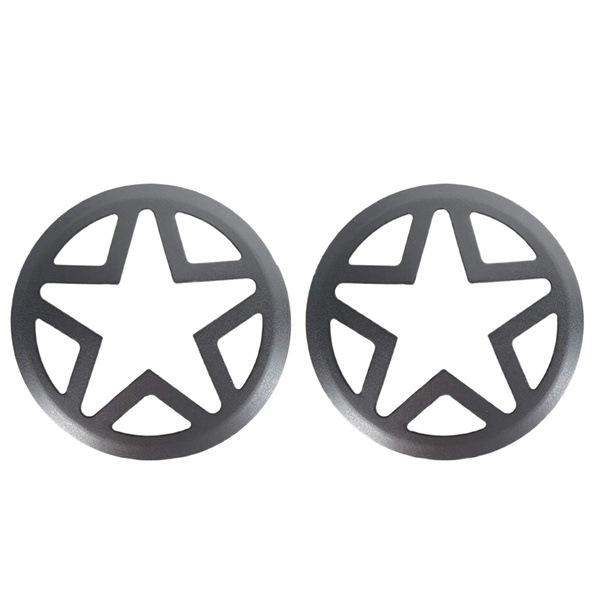 Black Aluminum Alloy Front Turn Signal Covers for Wrangler - Pentagram Style, Set of 2.