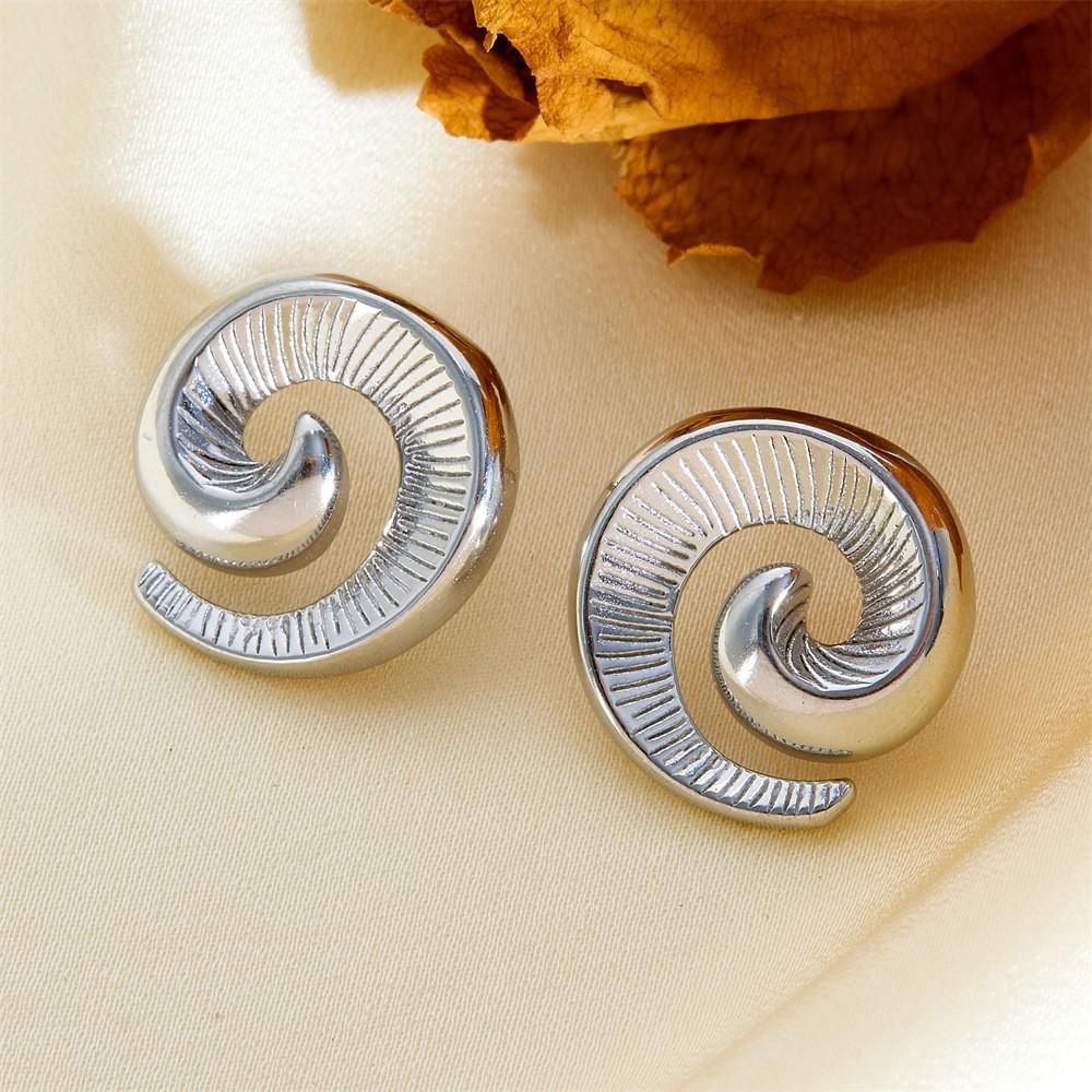 New Retro Metal Textured Earrings for Women with High-end Spiral Fashion Niche Earrings