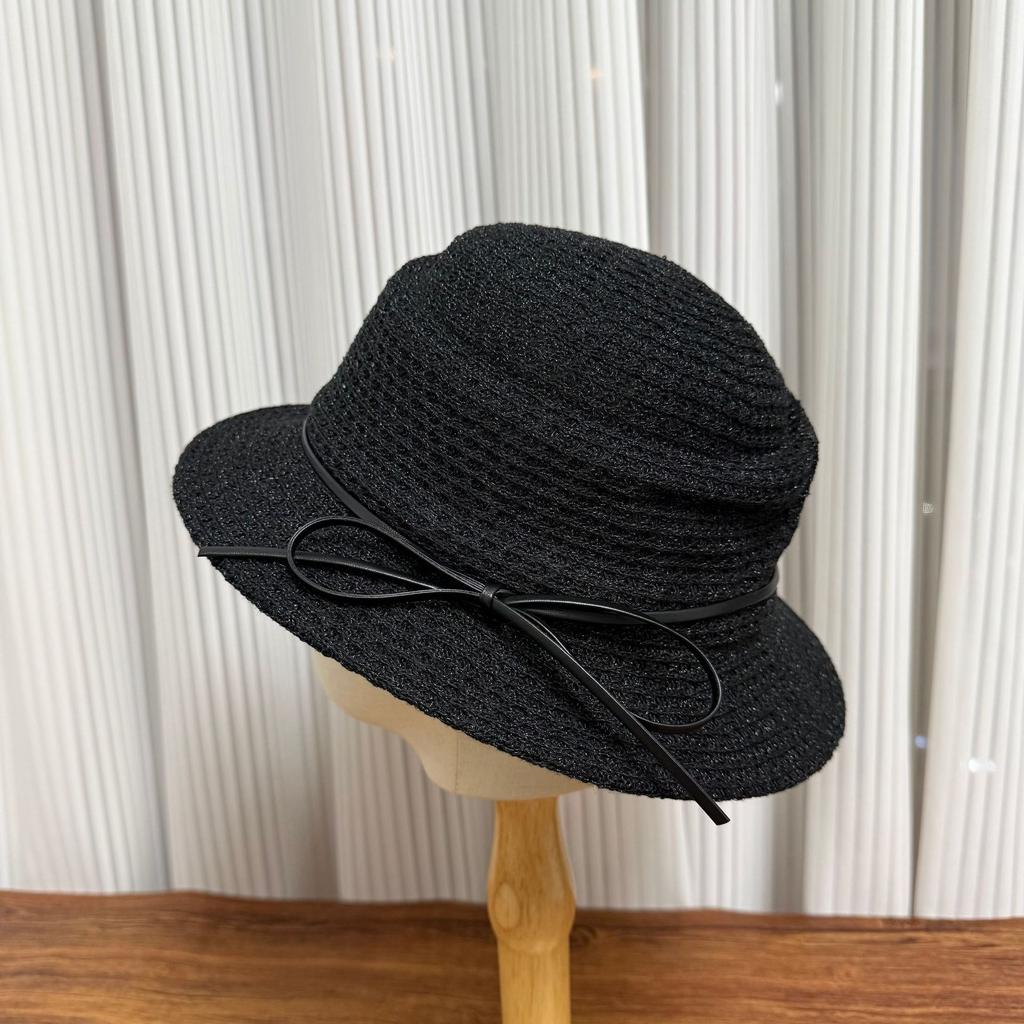 Sweet leather rope strap top hat women's summer new seaside vacation beach sunscreen sunshade small hat