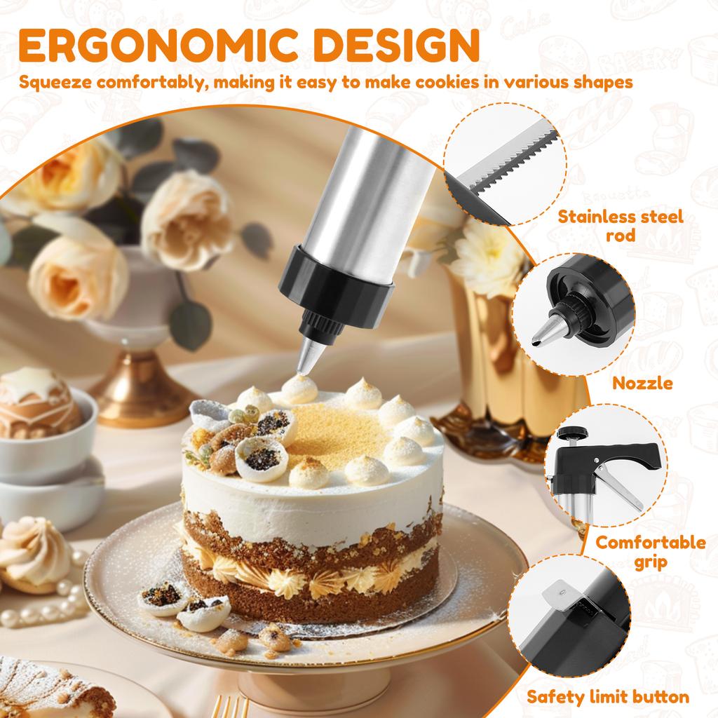 Набор для пресса для печенья Пресс для печенья из нержавеющей стали Набор для украшения Эргономичная машина для прессования печенья Портативный пресс для приготовления печенья для выпечки