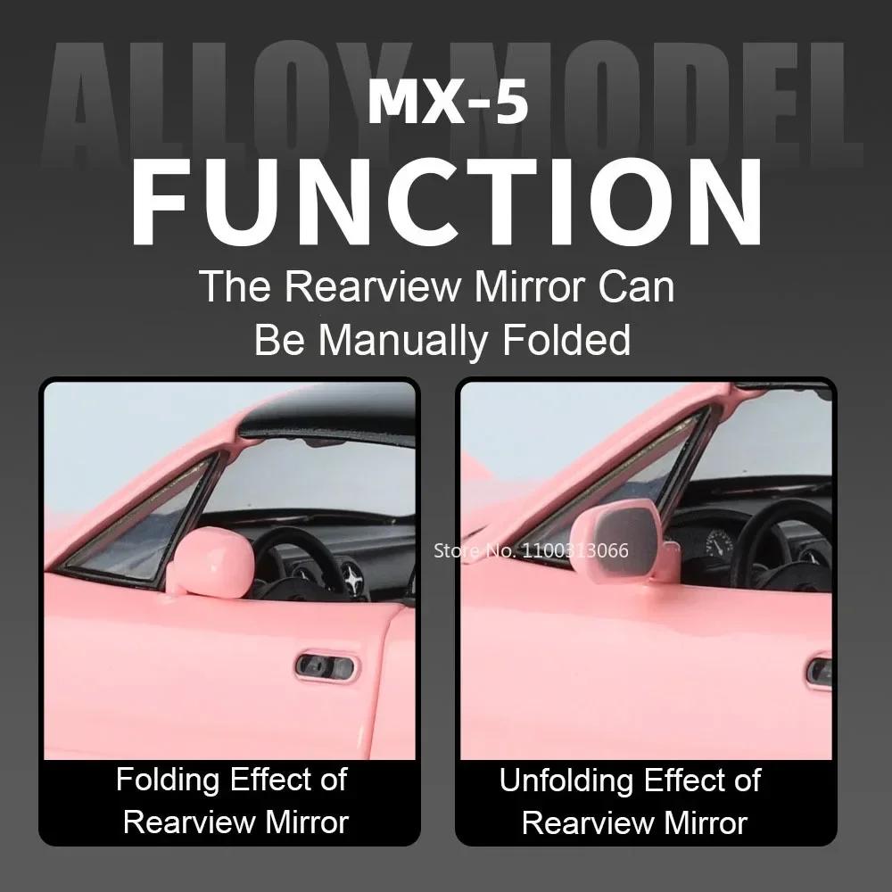 1:24 Mx-5 Toys Cars Alloy Diecast Models With Light Sound Miniature Vehicle Wheel Steering Car Model For Child Adult Gifts