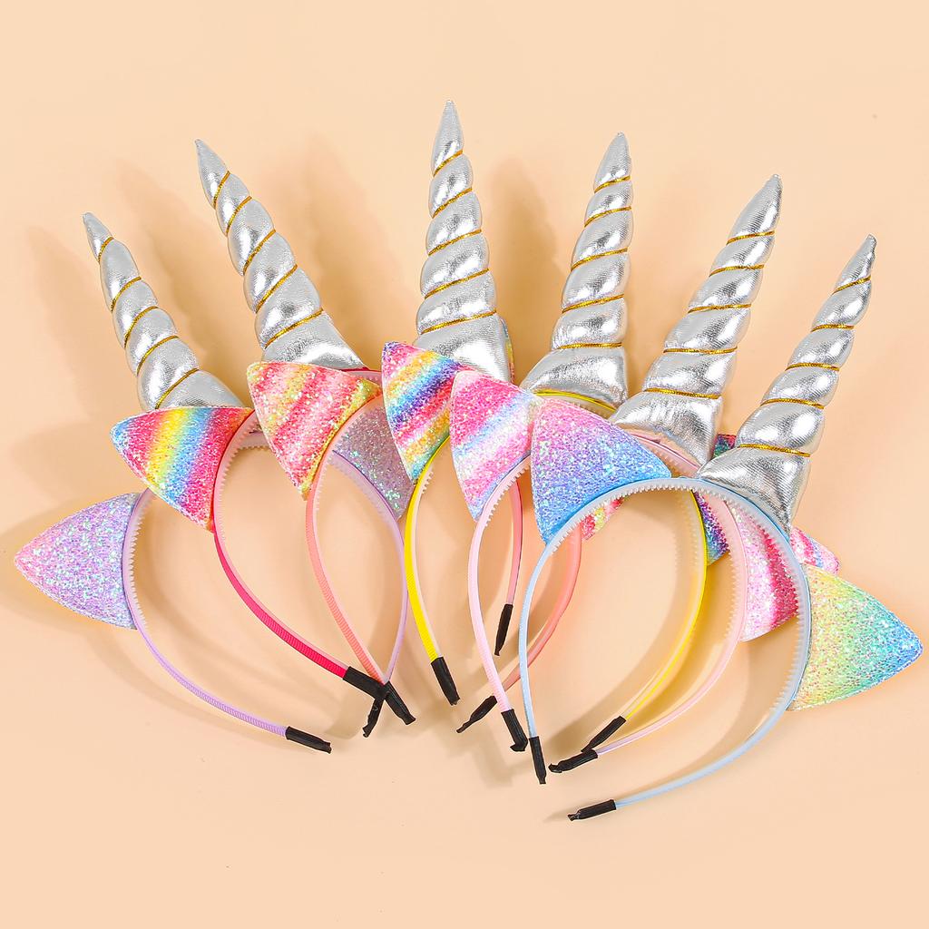 Glitter Cat Ears Headbands Birthday Party Decor Rainbow Cat Ears Hairband Unicorn Headband Kids Children Party Favor Headwear