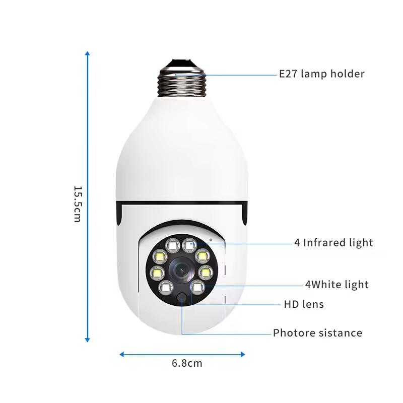 3MP E27 Bulb IP Camera 4G WiFi Indoor Security Cam - SmartLife APP AI Tracking Wireless Baby/Pet Monitor