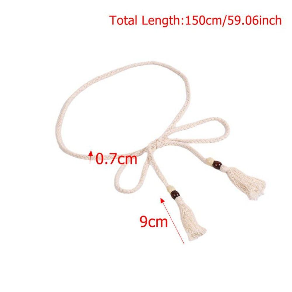 Solid Color Boho Rope Chain Tie Waistband Fashion Accessories Tassel Dress Belt for Beginners