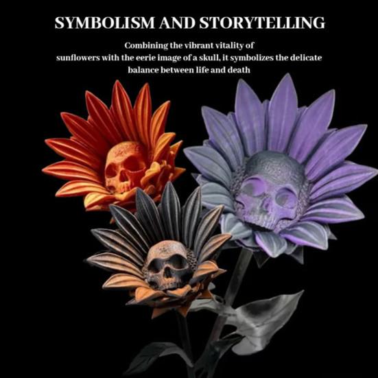 Запретный Подсолнух Скульптура Готический Череп Цветок Декор 3D Печать Зловещее Искусство Хэллоуин Украшение для Ужас Домашняя Вечеринка Декор