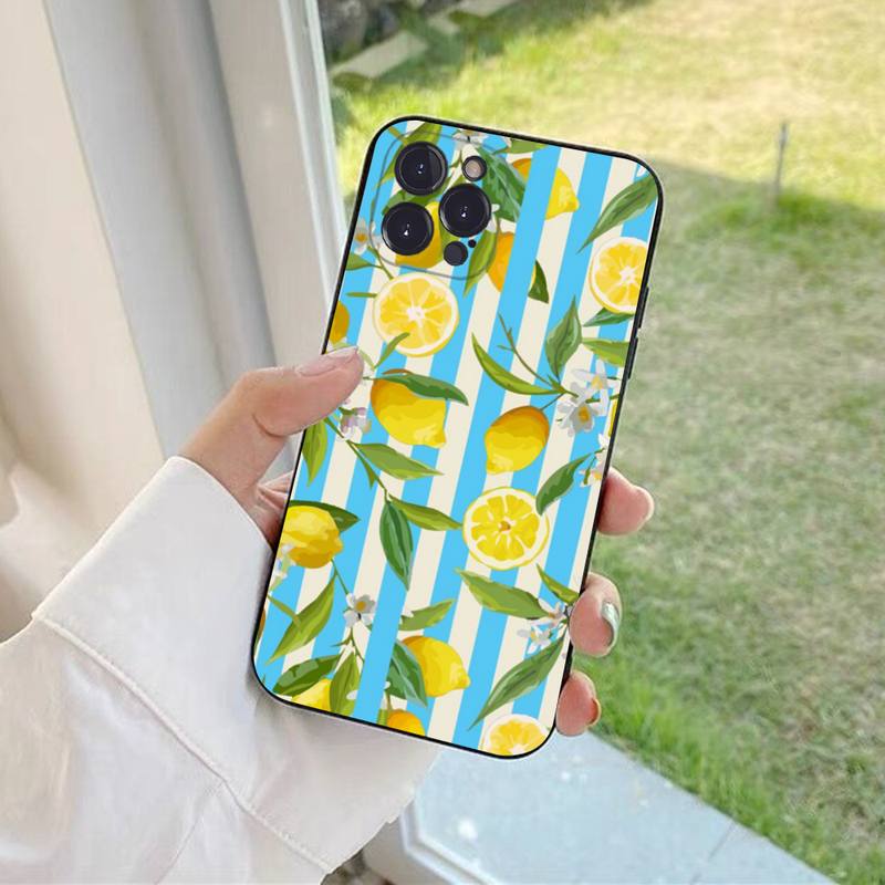 Mediterranean Lemon Phone Case For iPhone 6 7 8 Plus 11 12 13 14 Pro SE 2020 MAX Mini X XS XR Back Funda Cover