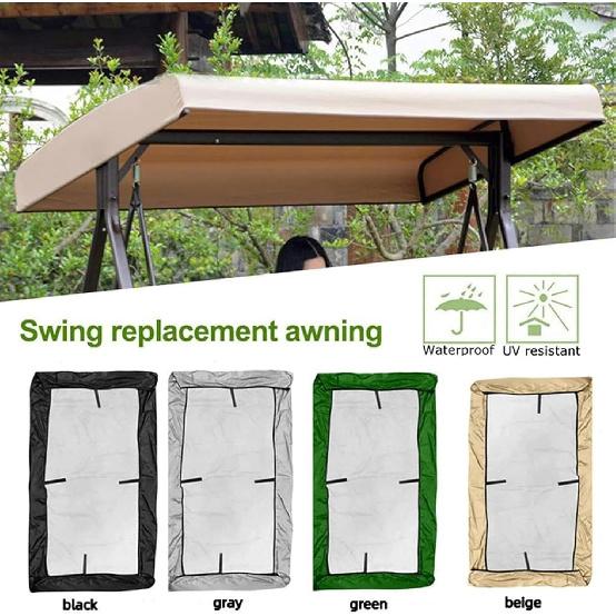 Outdoor Swing Canopy Replacement Cover 3 Seater 191x120x18cm/75x47x7'' Universal Patio Swing Cover,Waterproof Replacement Canopy Top Cover for Garden