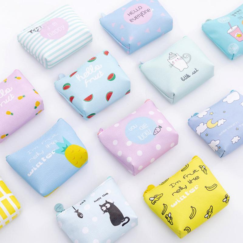 Cute Cartoon Animal Women Girls Coin Purse Leather Zipper Small Wallet Coin Bag Purse Kids Gift Candy Color Coin Purses Pouch
