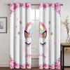 2pcs Kids Cute Rainbow Unicorn Horse Printed Semi Blackout Curtains For Children's Bedroom Living Room Window Drapes Room Decor