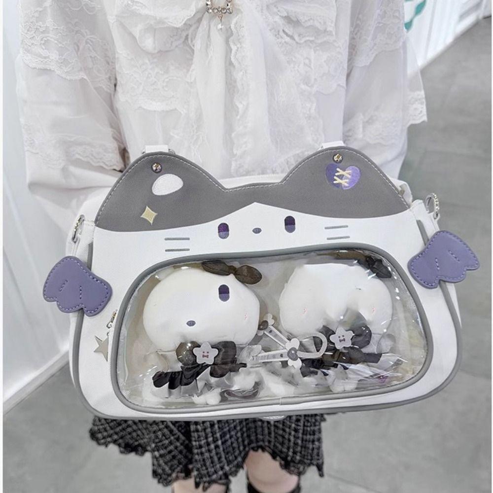 Cotton Doll Bag Kawaii Cat Itabag Zipper Bag Fashion Backpacks Portable Transparent Pocket Travel
