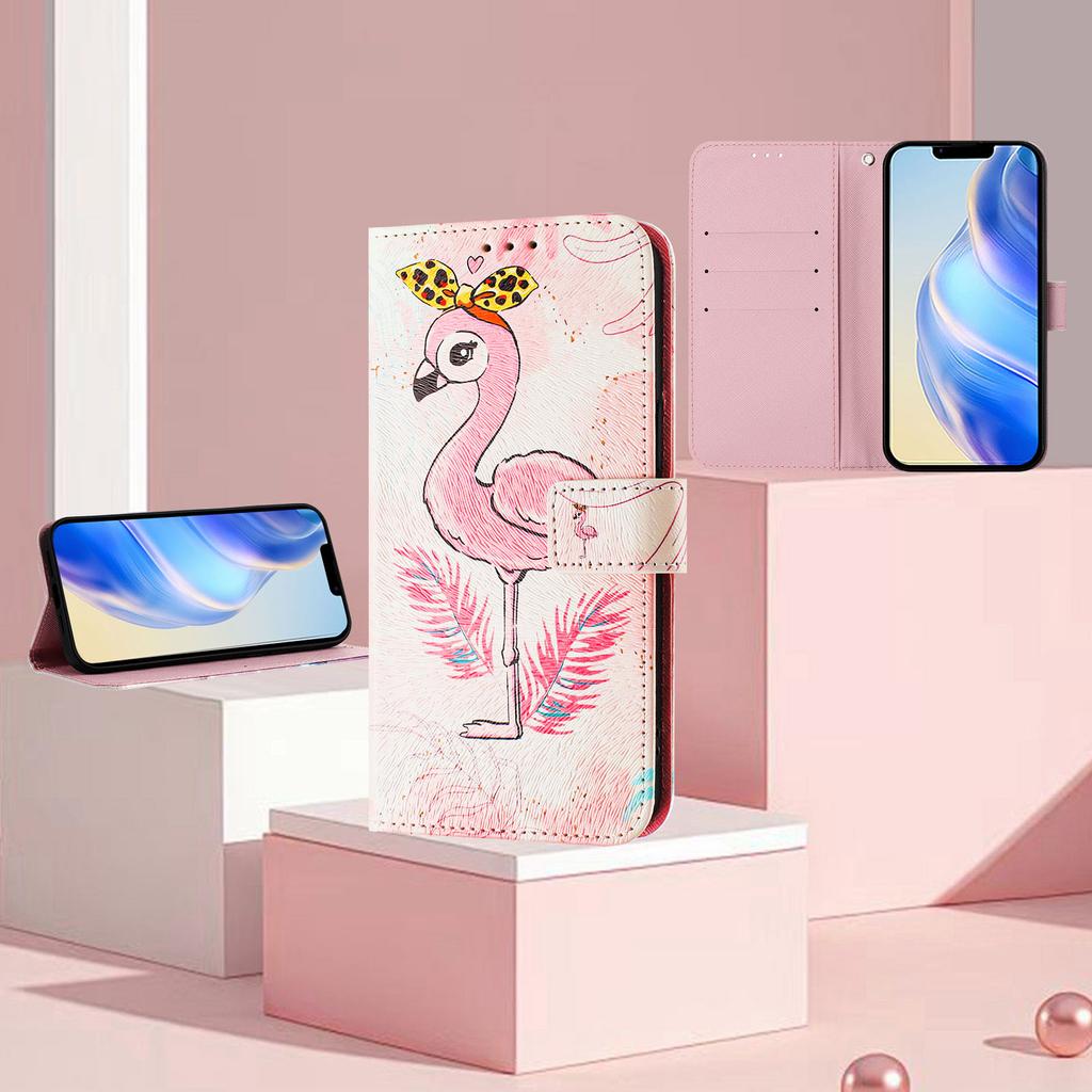 Flamingo Luxury Painted Leather Case Wallet PU Leather Book Style Cover for Samsung Galaxy S21 S22 S23 S24,Note10 Note20,A13 A15 A16 A06 A54...