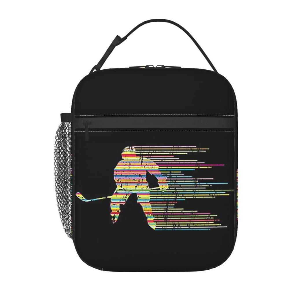 Ice Hockey Player Winter Sports Skater Gift Insulated Lunch Bag for Women Children Leakproof Food Boxes Thermal Lunch Box Tote