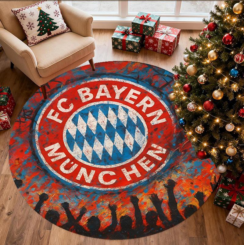 FC Bayern Pattern Round Rug, Indoor/Outdoor Mat, for Picnic, Gameroom, Bedroom, Office, Living Room, Home Decor Carpet, Birthday Gift