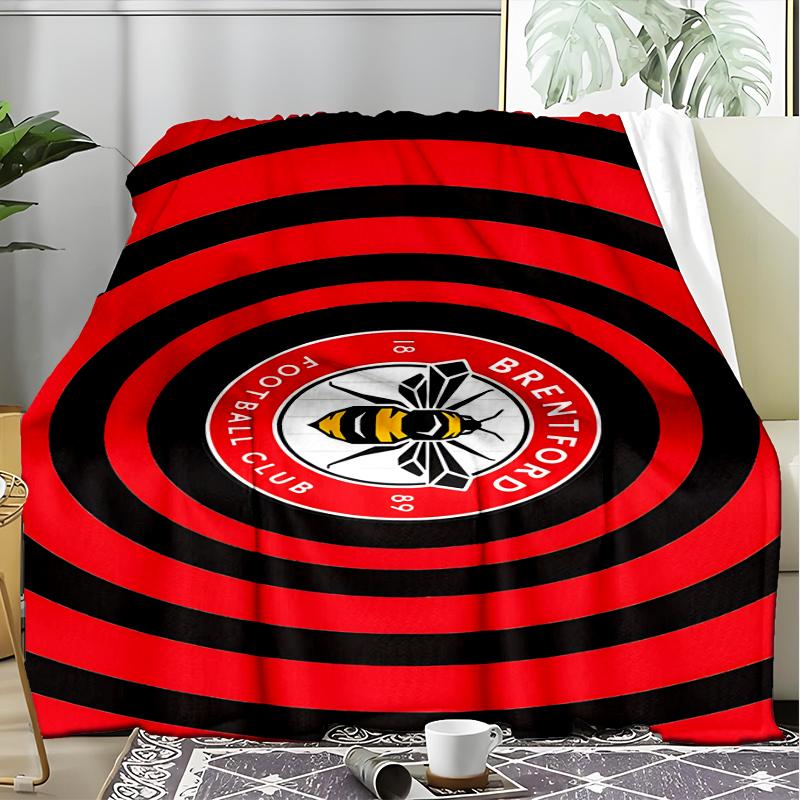 1PC Brentford Football Club Crest Printed Soft Flannel Blanket Throw for Adult Bedroom Living Room Sofa Camping Travel Fan gifts Christmas Gifts