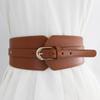 Vintage Elastics Wide Belt Women Fashionable Waist Cincher PU Leather Belt for Party and Daily Wear