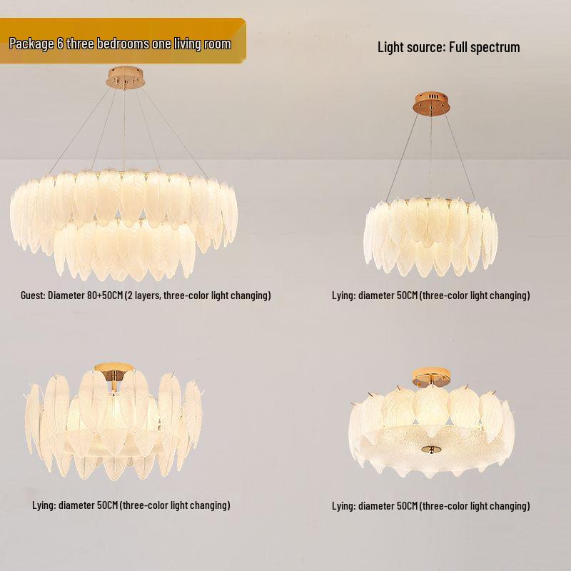 Modern French Cream Feather Pearl Chandelier - Stylish Post-Modern Living Room and Bedroom Lighting