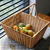 Кухонная корзина-тоут из имитации ротанга, многофункциональная, со складной ручкой для обеденного стола