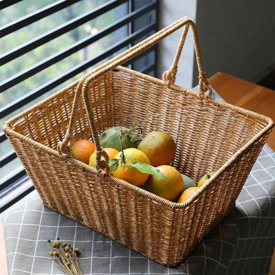 Кухонная корзина-тоут из имитации ротанга, многофункциональная, со складной ручкой для обеденного стола
