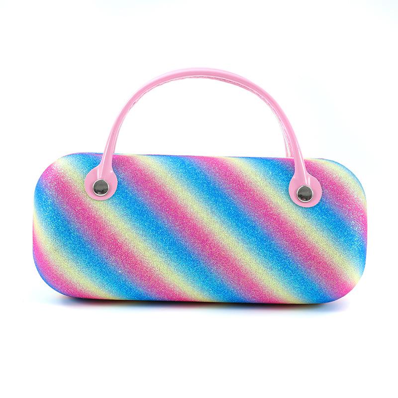 New Rainbow Glasses Case Portable Anti-pressure Protective Box Glitter Laser Sunglasses Storage Box Children's Eyeglasses Case