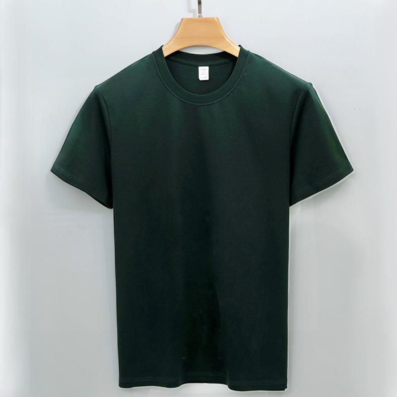 Легкая хлопковая футболка мужская с короткими рукавами из чистого хлопка, длинная бархатная футболка из конского хлопка с круглым вырезом и тремя булавками, белая футболка для мужчин